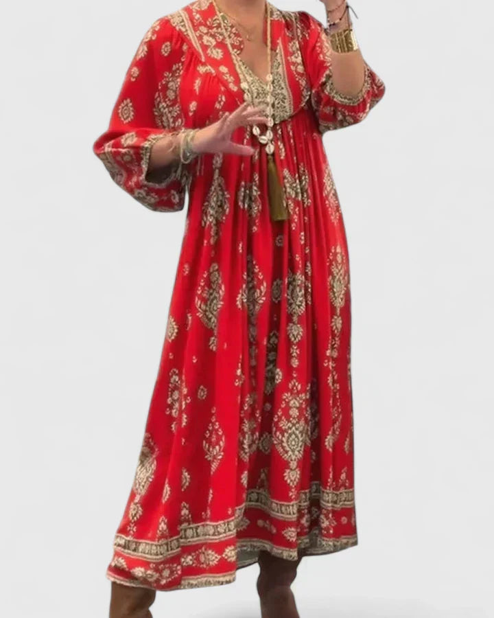 Claire Bohemian V-neck Maxi Dress - Elena Harper