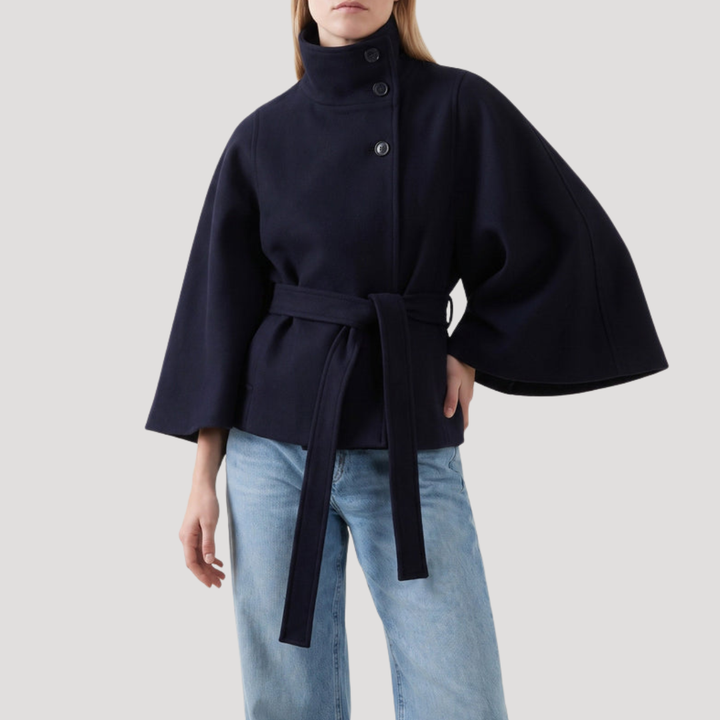 Women's Cape Coat with High Collar
