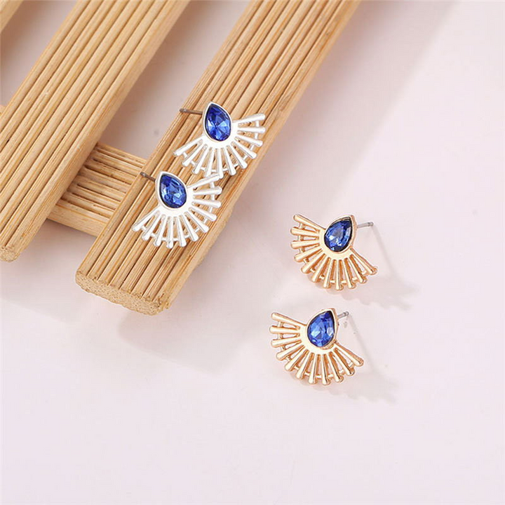 Art Deco Fan Earrings Boho Jewelry, view 4 - Elena Harper