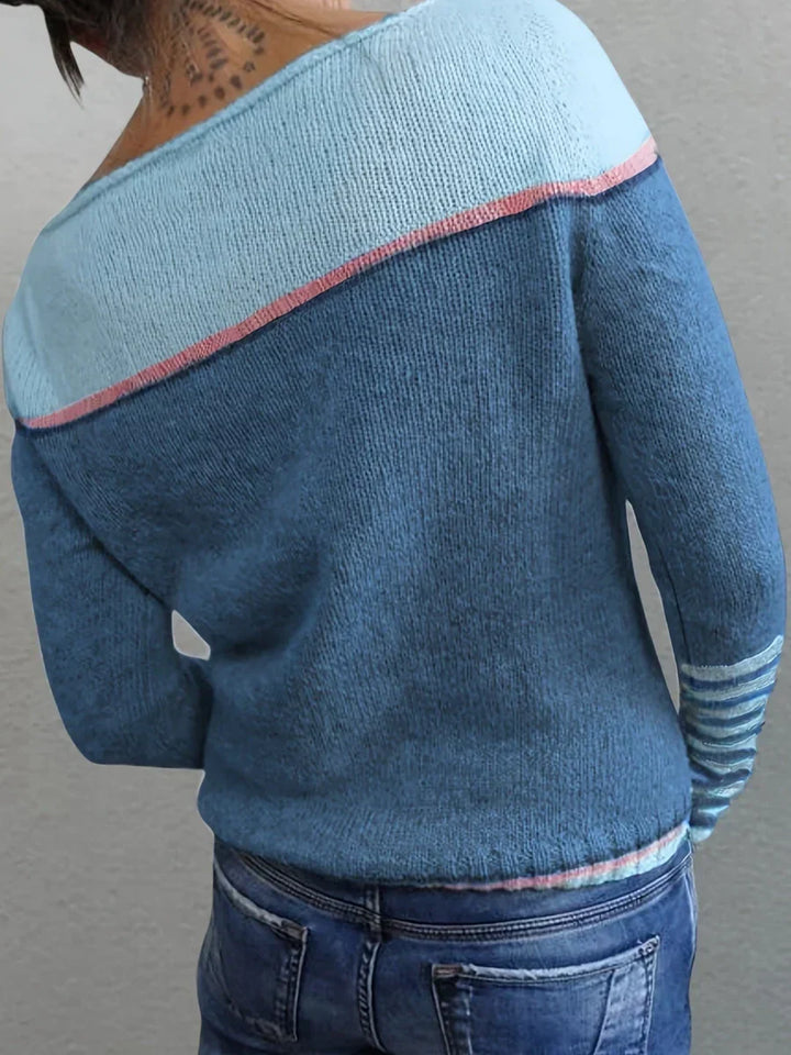 Talithia Striped Knit Sweater with Long Sleeves, view 8 - Elena Harper