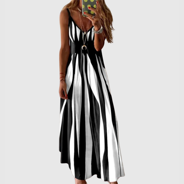 Ariella Chic Sleeveless Striped Maxi Dress - Elena Harper