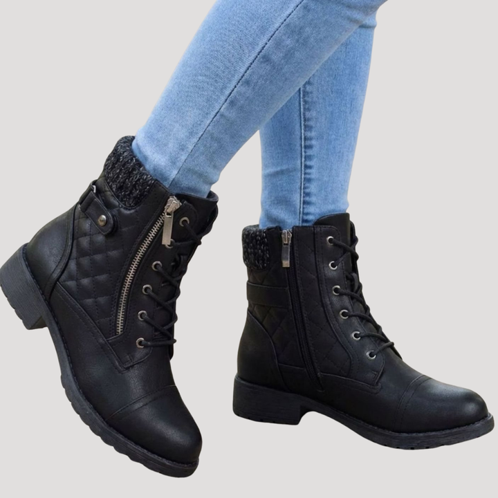 Women's Quilted Lace-Up Ankle Boots