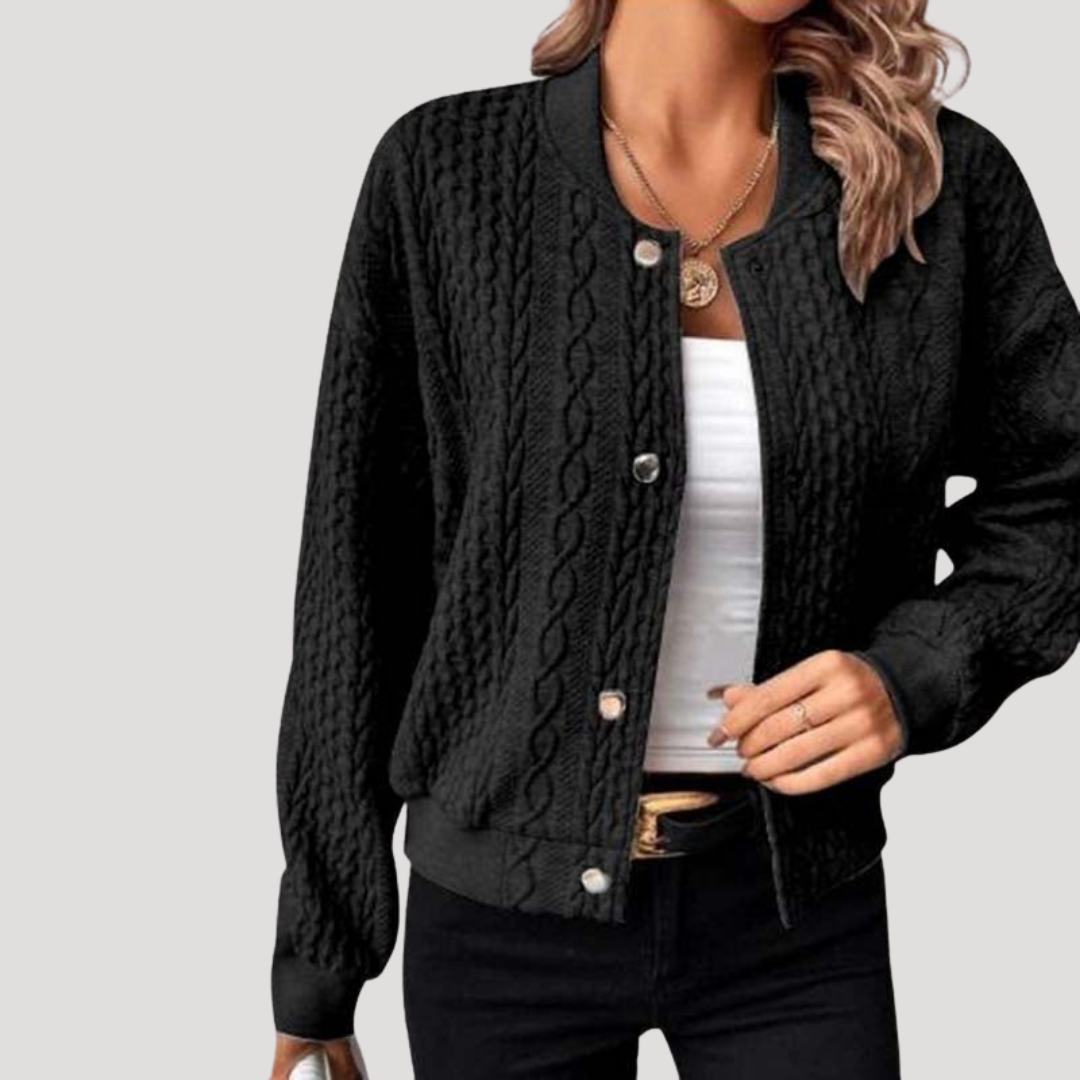 Women's Buttoned Cable Knit Cardigan