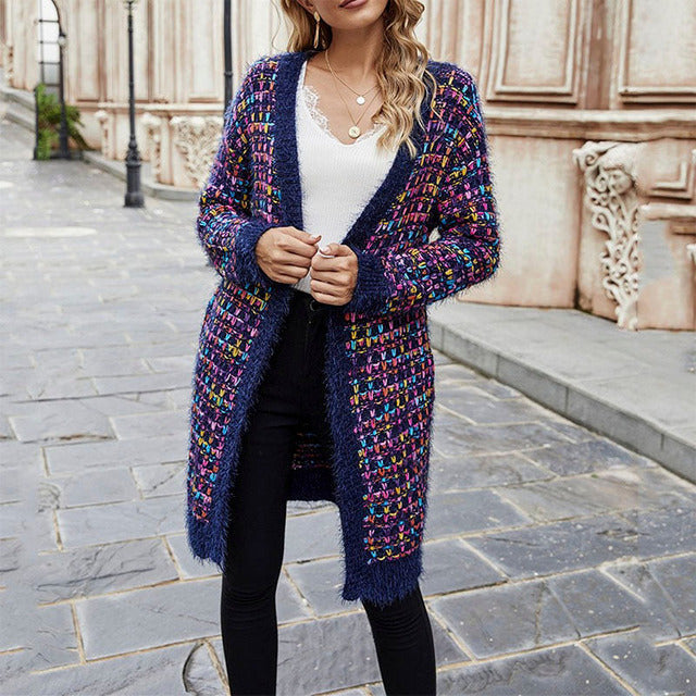 Warm Colorful Casual Cardigan