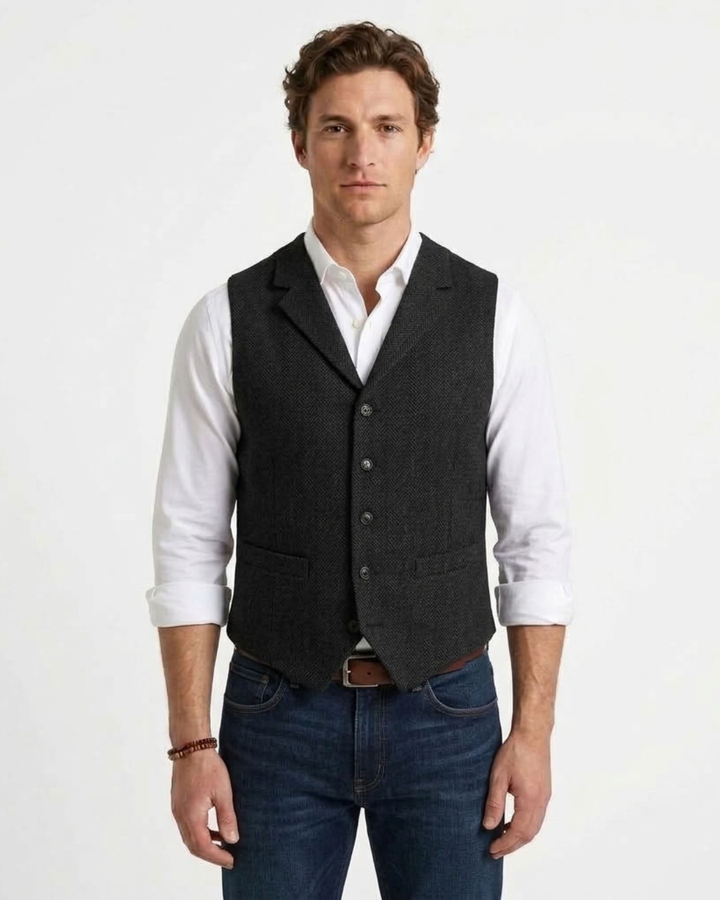 Men's Chevron Patterned Fitted Vest