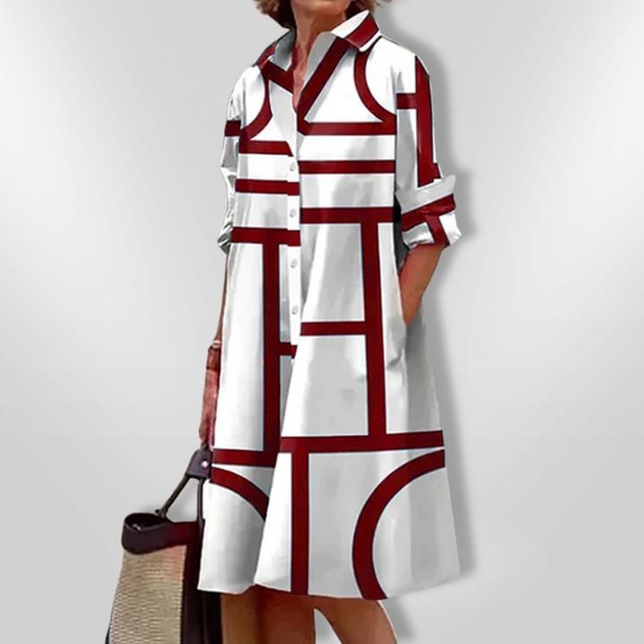 Lynna Casual Midi Dress with Pockets and Buttons - Elena Harper