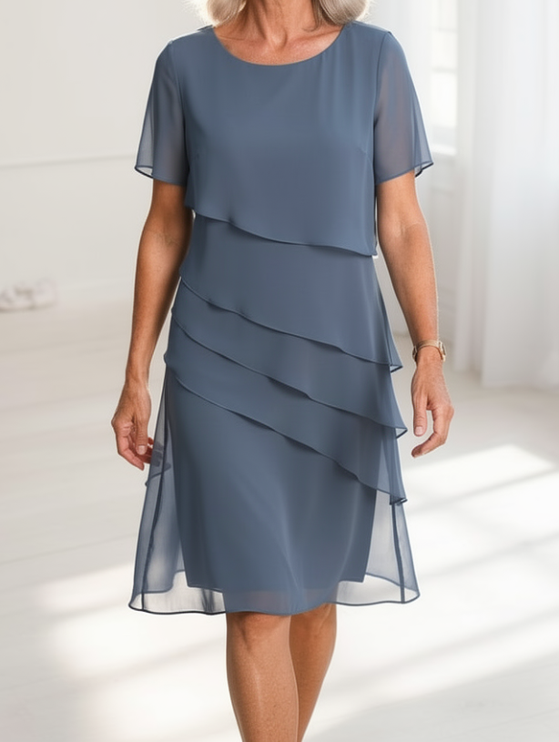 Linda Elegant Comfort Ruffle Dress - Elena Harper