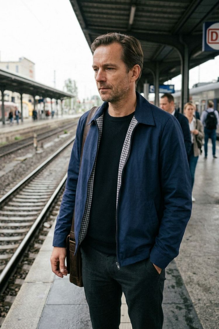 Men's Harrington Jacket | Lapel Collar & Zipper