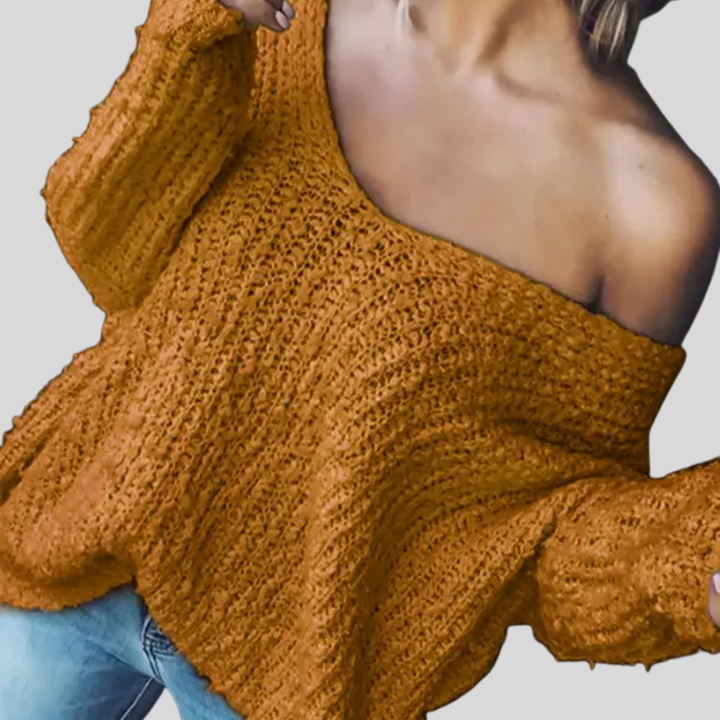 TELIKA™ - Comfy Drop Shoulder Long Sleeve Sweater