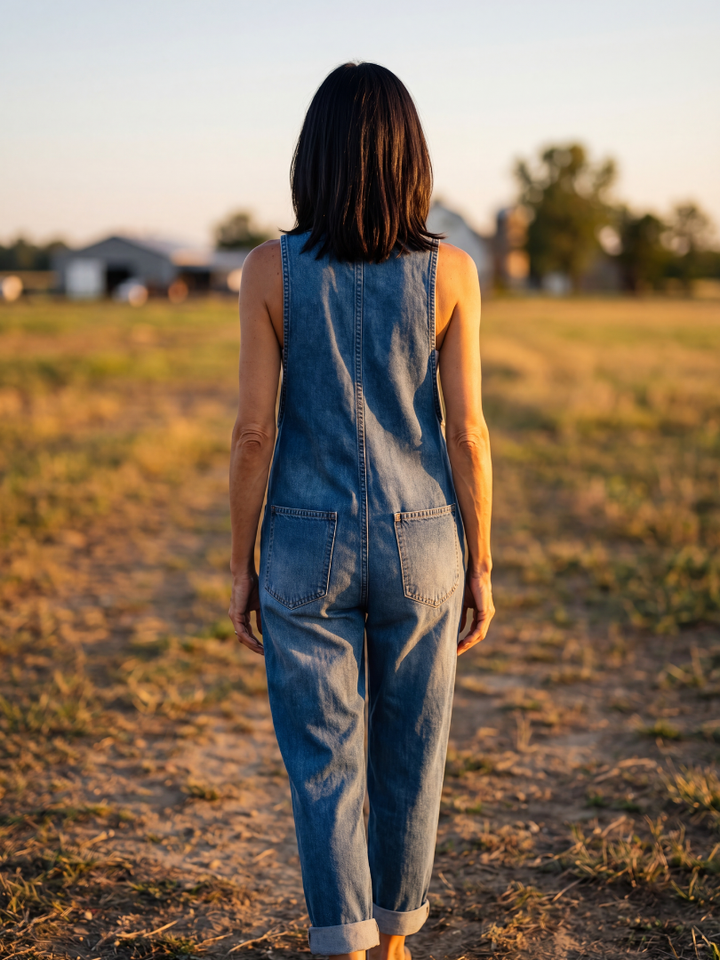 Women's Relaxed Rooster Motif Jumpsuit