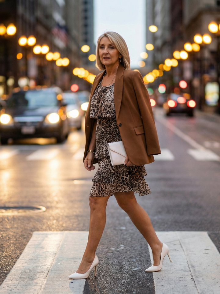 Briar Animal Print Knee Length Dress - Elena Harper