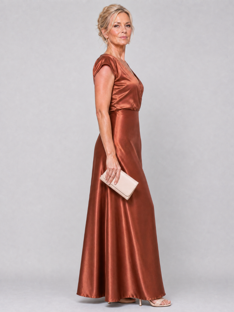 Samouse Cap Sleeve Wrap Bodice Maxi Dress - Elena Harper