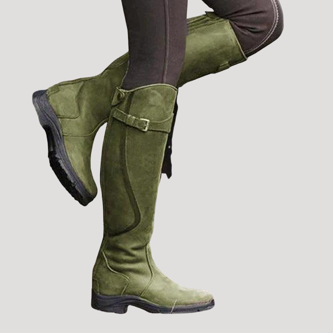 Women's Knee-High Boots with Buckle Detail
