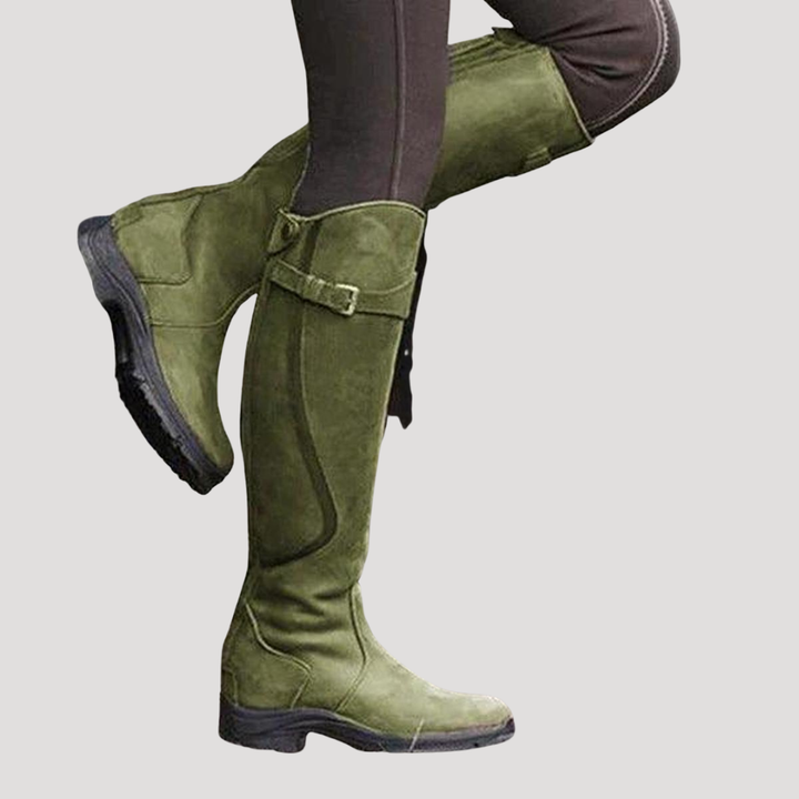 Women's Knee-High Boots with Buckle Detail