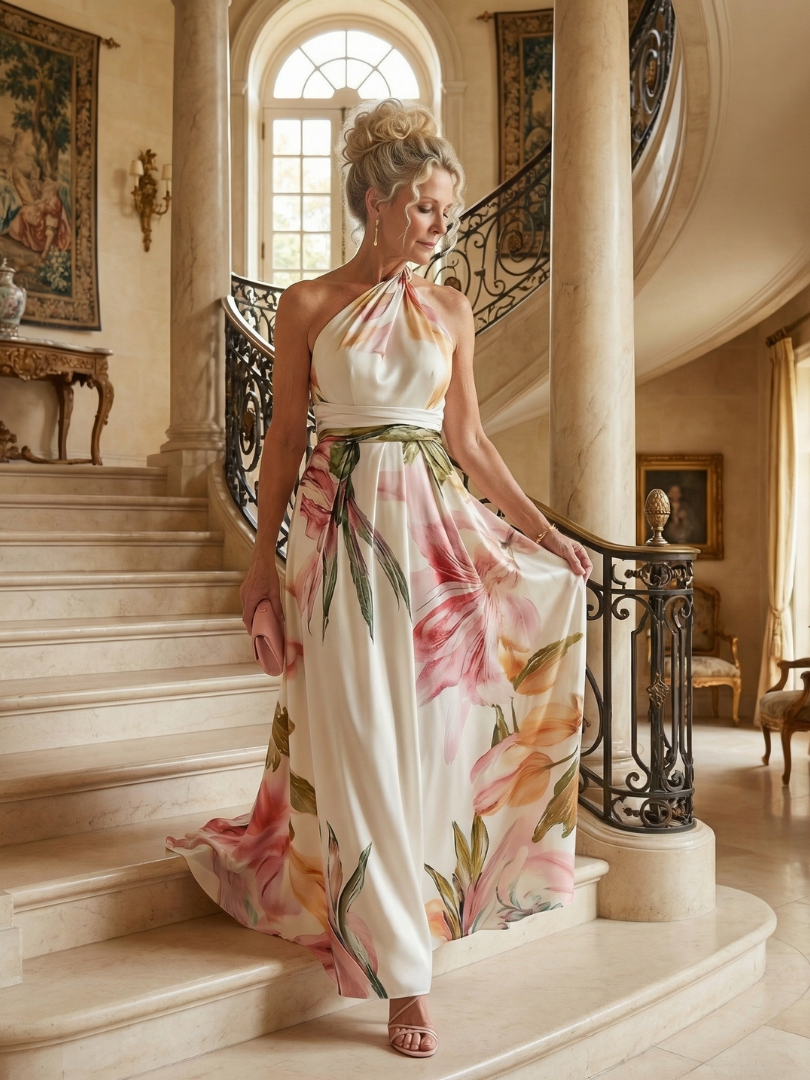 Amiel Lightweight Floral Maxi Dress American Cut Sleeveless - Elena Harper