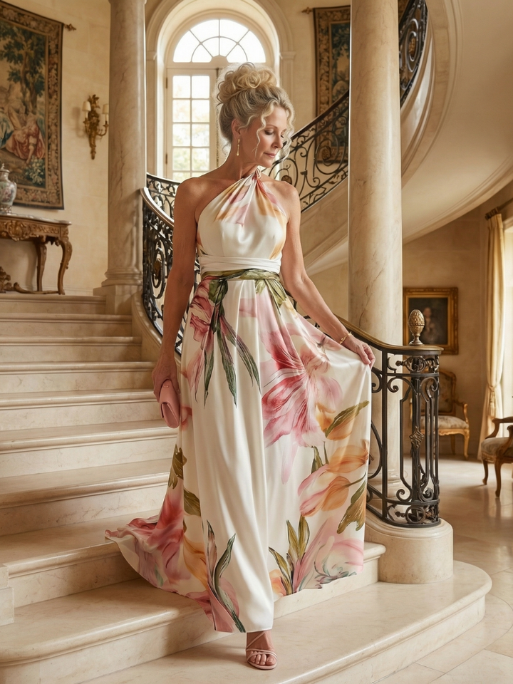 Amiel Lightweight Floral Maxi Dress American Cut Sleeveless - Elena Harper