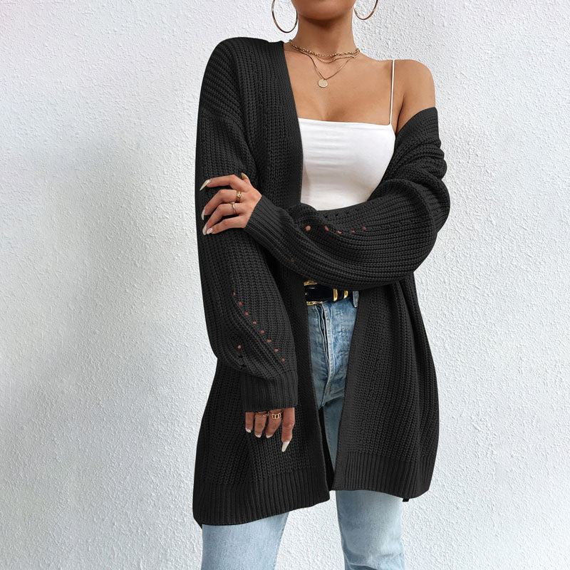 Casual Solid Color Knitted Cardigan