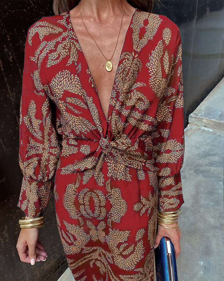 Camille Golden Glance Twist Dress - Elena Harper
