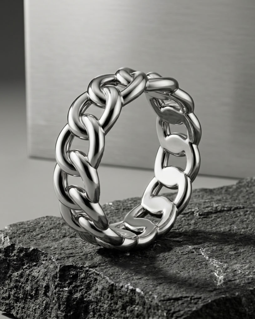Cuban Chain Stainless Steel Ring For Men