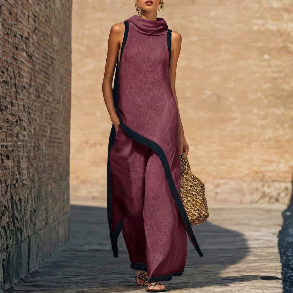 ASYMMETRICAL LINEN SET FOR WOMEN