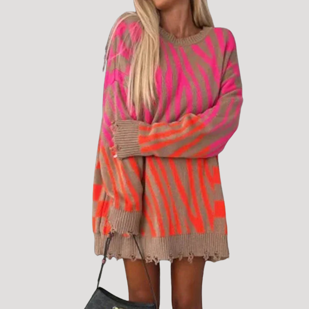 Casual Patterned Long Sweater for Women