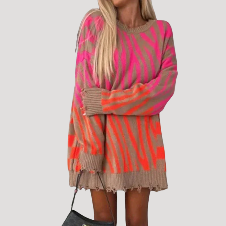 Casual Patterned Long Sweater for Women