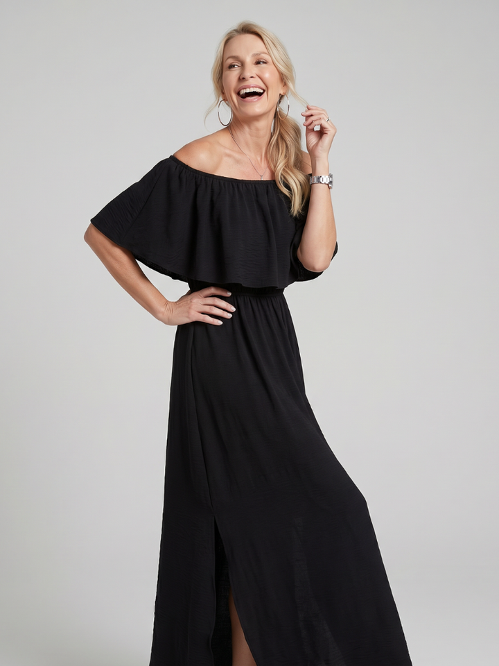 Elowira Off Shoulder Soft Floral Print Midi Dress - Elena Harper