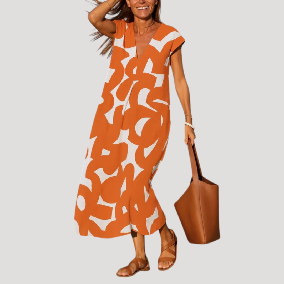 Casual Long Dress for Women with Graphic Pattern