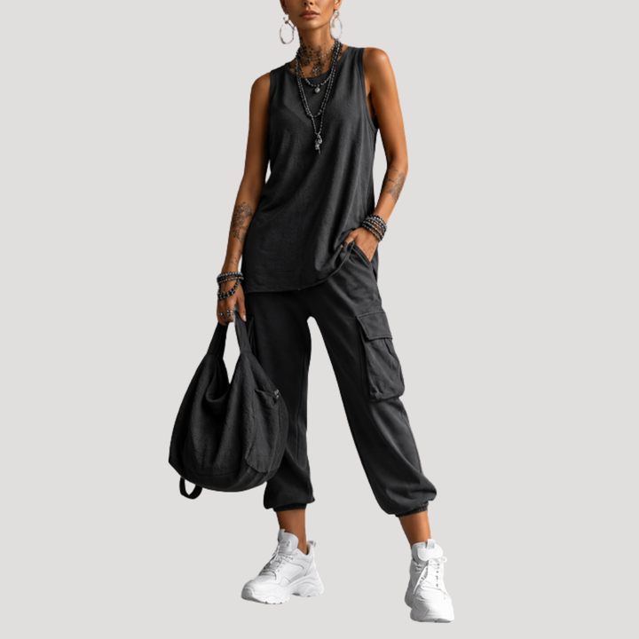 Casual Sleeveless Women's Cargo Set