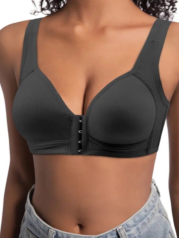 Enrica Wireless Support Bra with Hook Closure, view 2 - Elena Harper