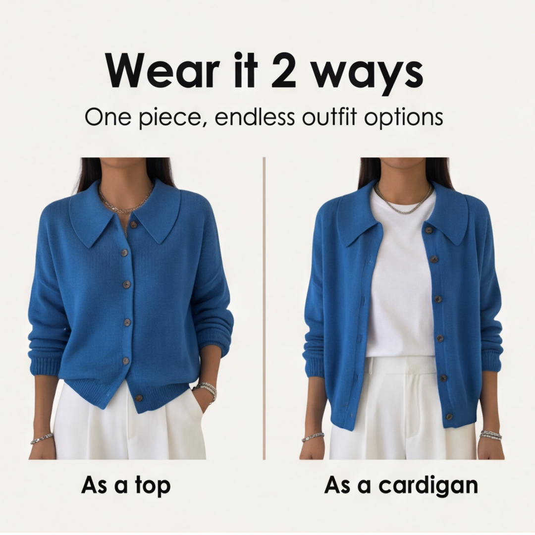 Collete Women's Soft Knit Cardigan with Peter Pan Collar - Elena Harper