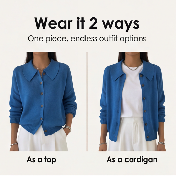 Collete Women's Soft Knit Cardigan with Peter Pan Collar - Elena Harper