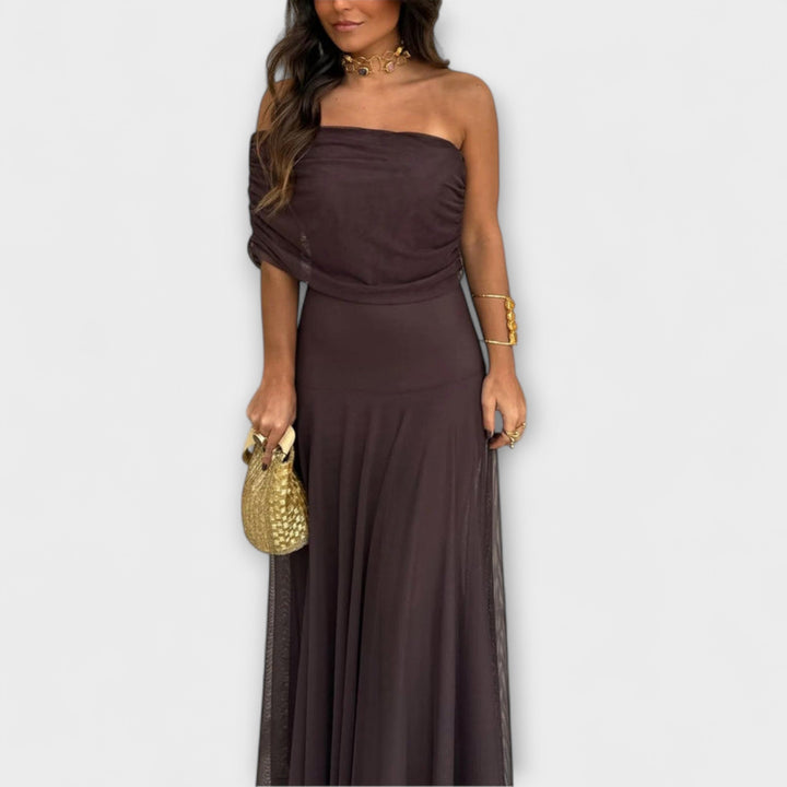 Meadow - Toledo One-Shoulder Mesh Maxi Dress