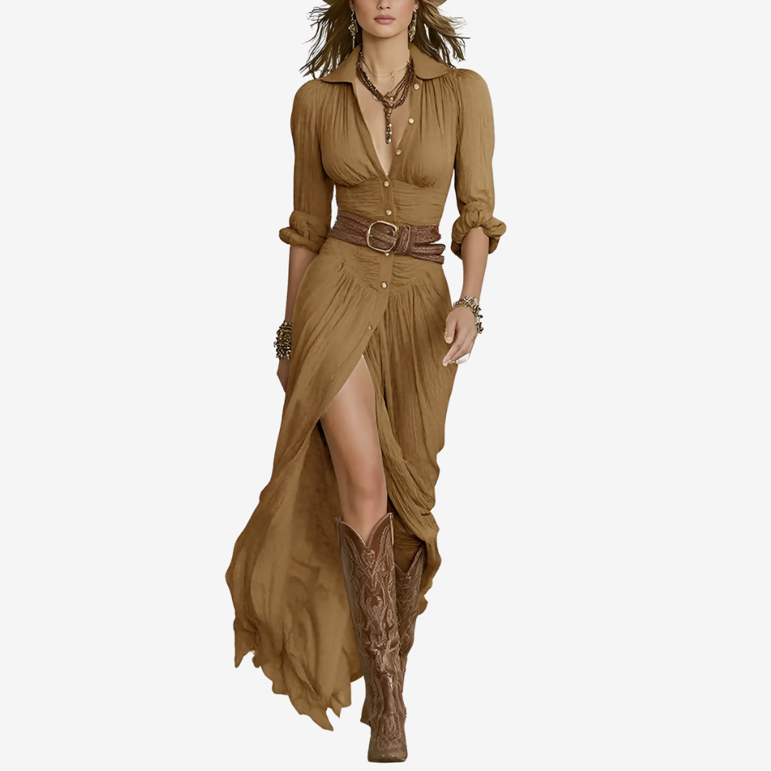 Eve Maxi Fluid Belted Dress