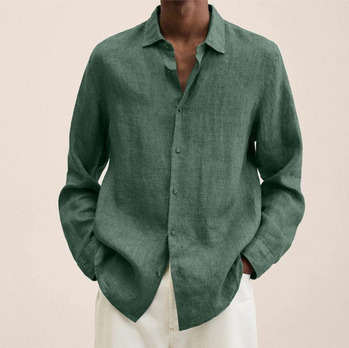Men's Long-Sleeve Button-Up Shirt - Versatile & Stylish