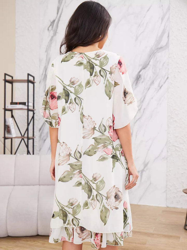 Violet Elegant chiffon dress with floral print - Elena Harper