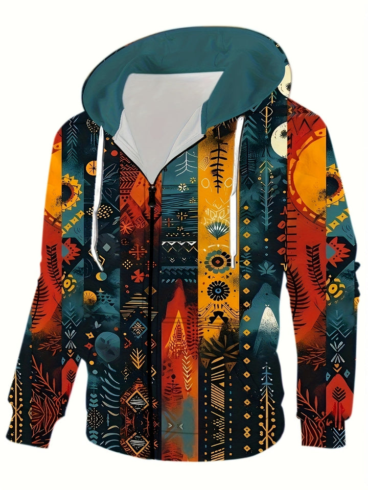 Barrett Women's Artful Print Hooded Jacket in Teal and Orange - Elena Harper