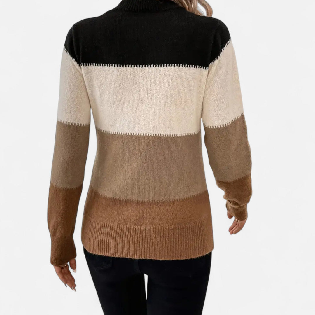 Women's Striped Crew Neck Sweater - Effortless Style
