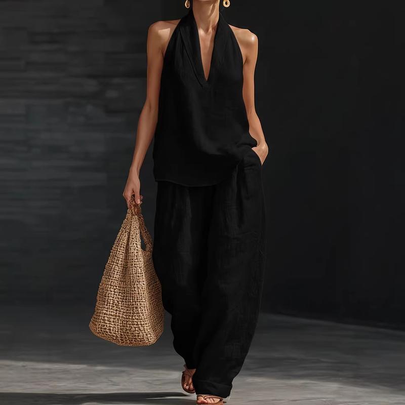 Ainhoa Two-Piece Set with Linen Texture - Elena Harper