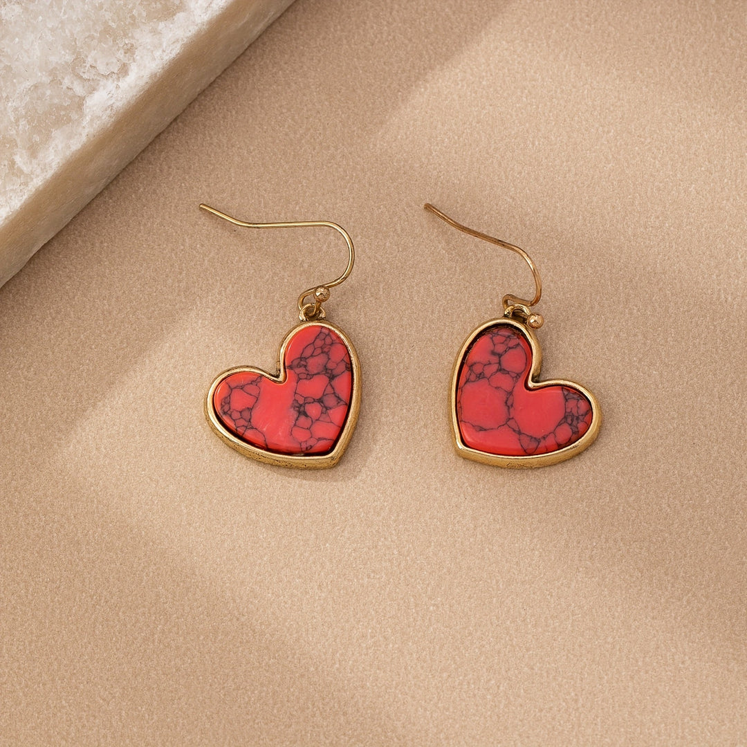 Bohemian Minimalist Natural Turquoise Heart Earrings - Elena Harper