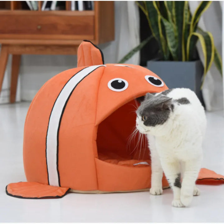 Cat Bed: Cozy Fish Design Cave for Ultimate Feline Comfort