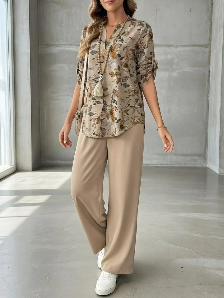 Kresimira Elegant Two-Piece Set with Floral Pattern, view 2 - Elena Harper