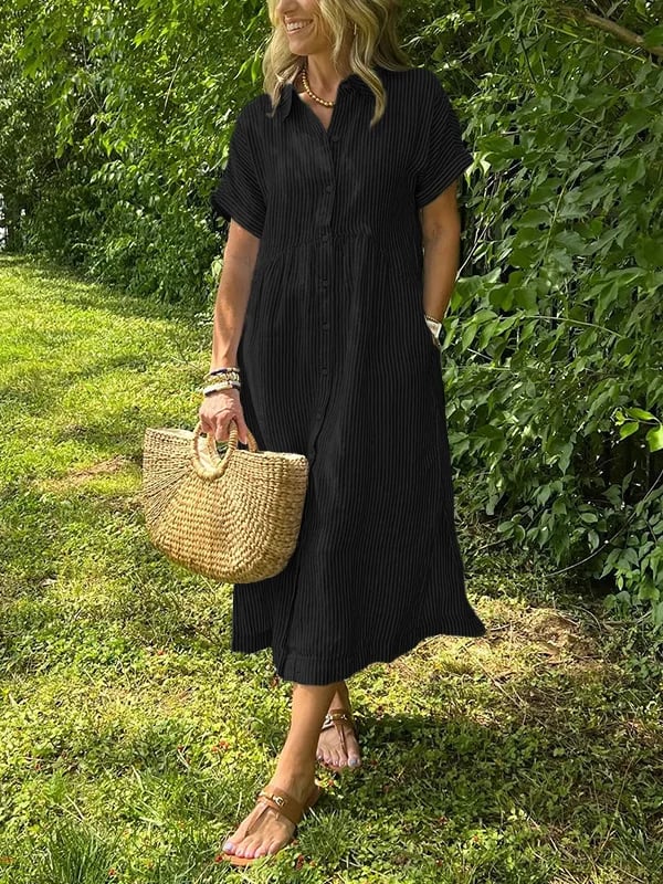Claire Effortless Striped Shirt Dress - Elena Harper