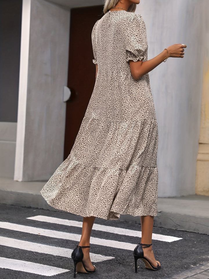 Long Dress for Women Round Neck with Elegant Ruffled Details - Elena Harper