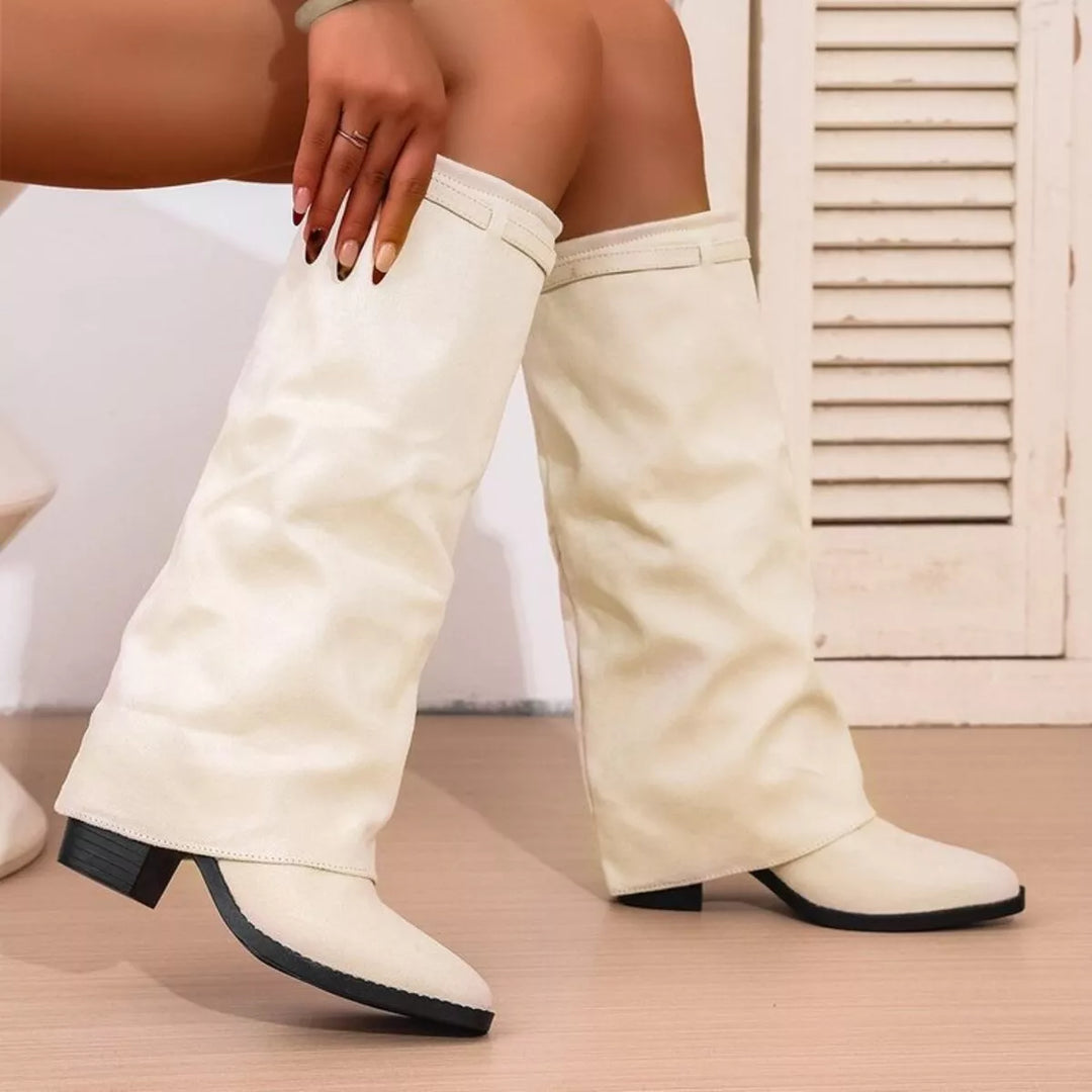 Shannon Point Toe Block Heels Boots, view 3 - Elena Harper