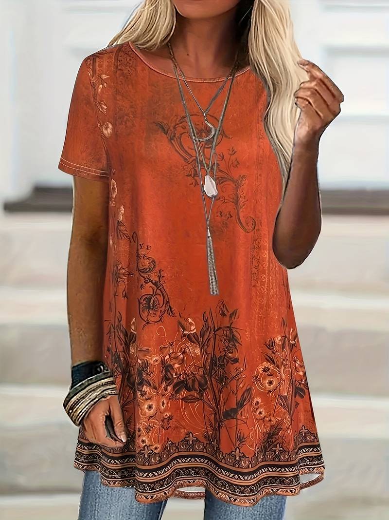 Abhishani Wide T-Shirt with Floral Print - Elena Harper