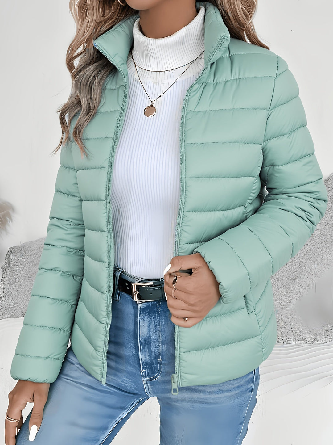 Sylvie - Elegant Padded Down Jacket with High Collar