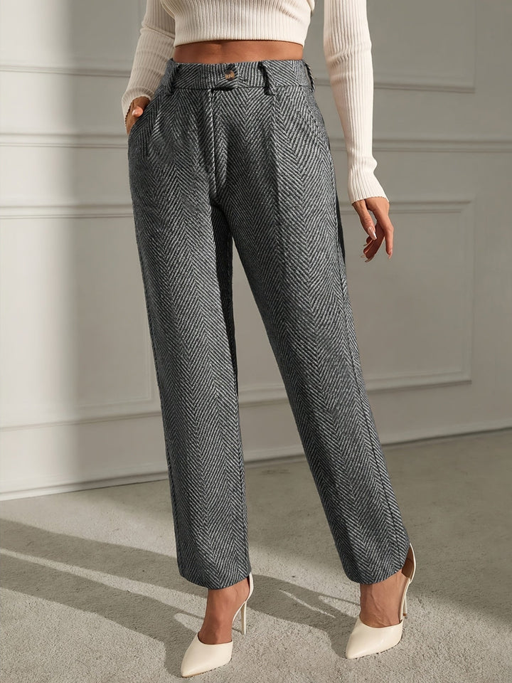 Women's Houndstooth Pattern High-Waisted Pants, view 7 - Elena Harper