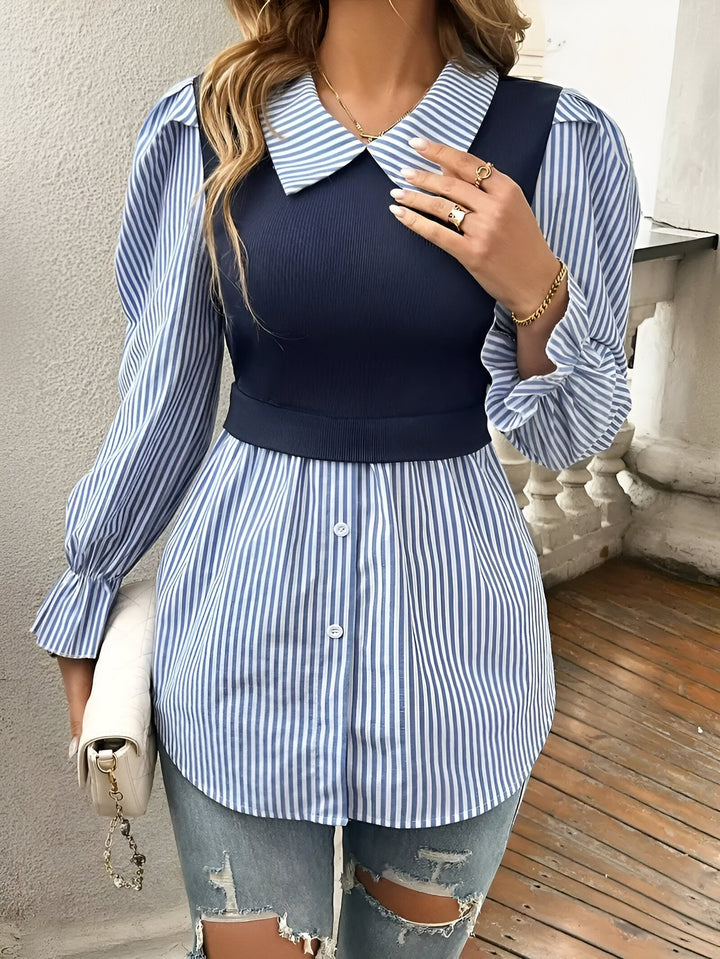 Caprice - Stylish Blouse with Block Stripes