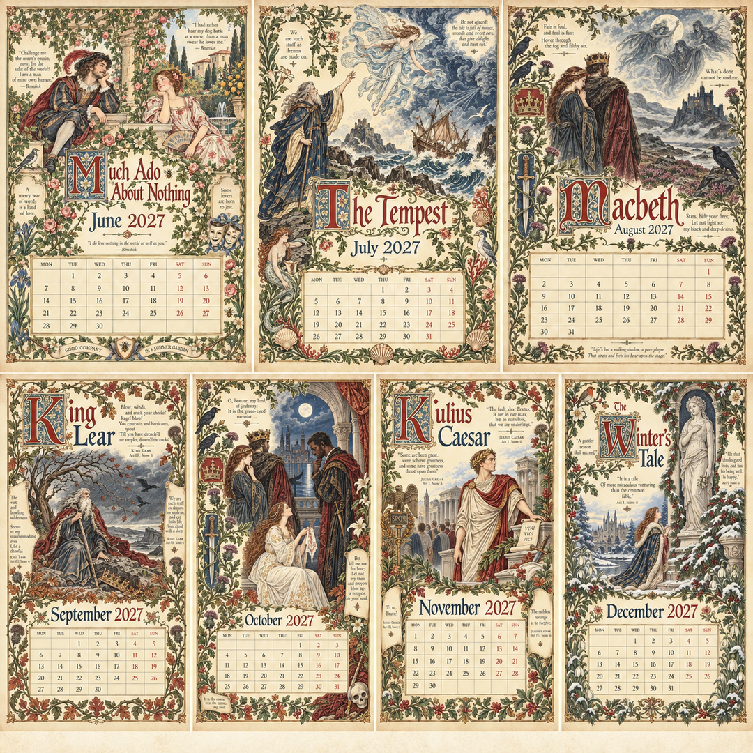 Bardwell A Shakespearean Year Illustrated Wall Calendar - Elena Harper